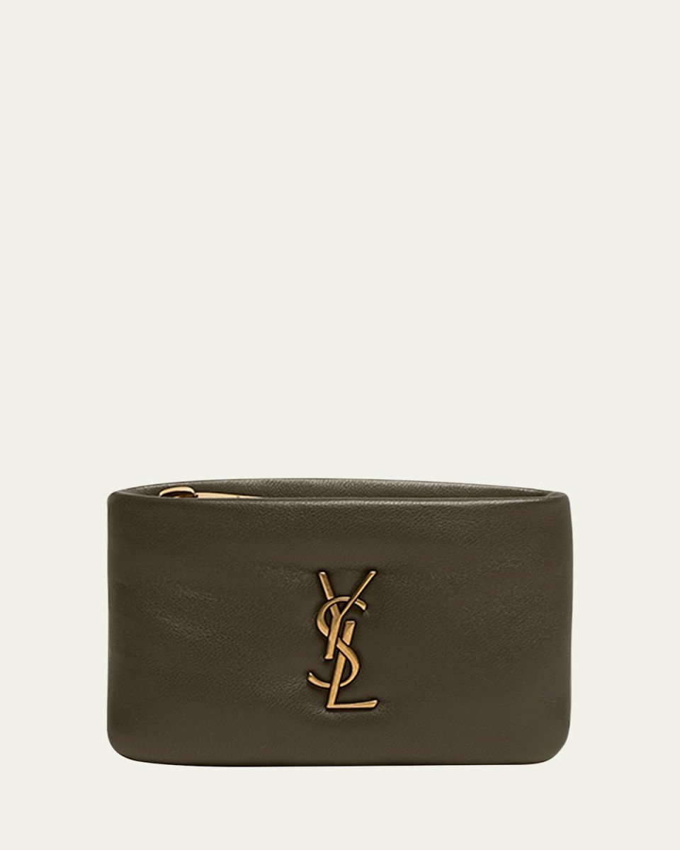 YSL Zip Card Holder in Plonge Leather
